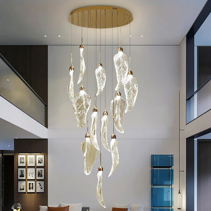 Modern acrylic staircase chandelier lighting Leaf Staircase