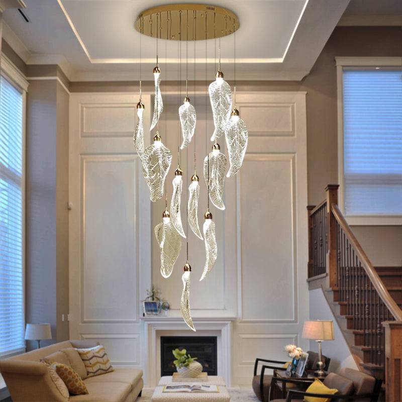 Modern led creative design staircase chandelier Leaf Staircase