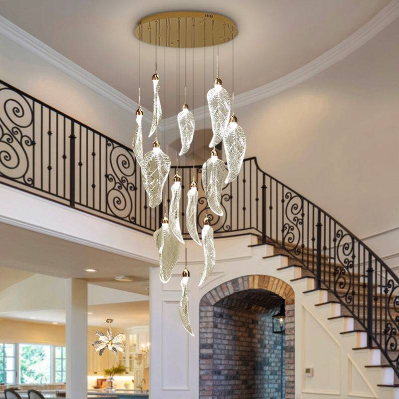 Modern acrylic staircase chandelier Leaf Staircase