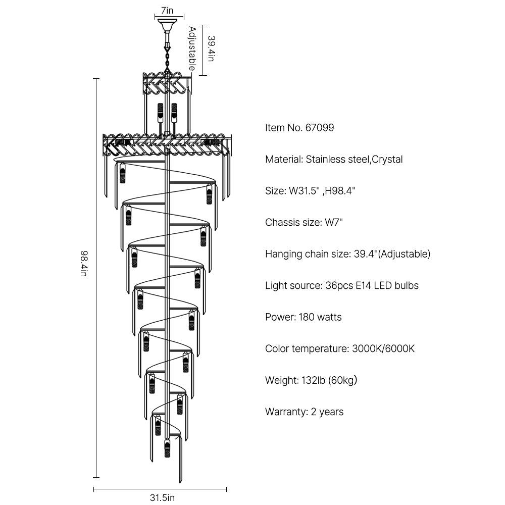 large crystal staircase chandelier  Magnificent Staircase size