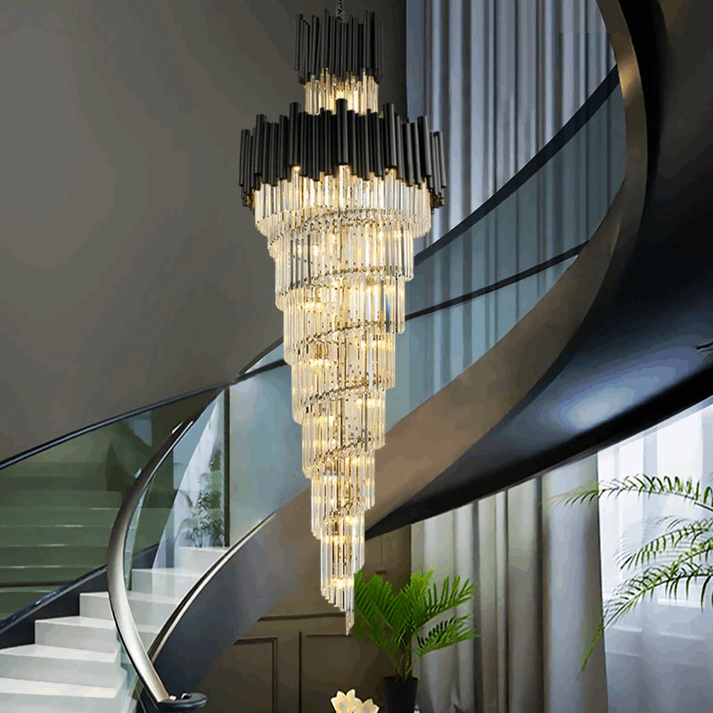 villa crystal chandelier Nocturne Staircase