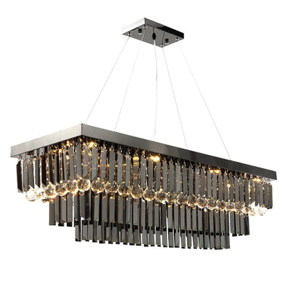 Noir Pendant Light-Rectangle Dining Room Black Crystal Chandelier