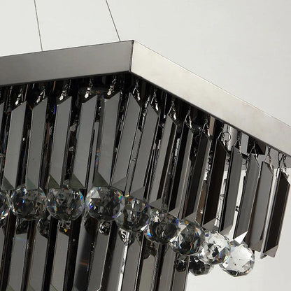 Noir Pendant Light-Rectangle Dining Room Black Crystal Chandelier-Crystal Detail