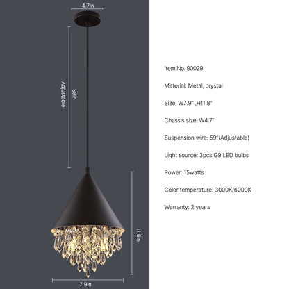 Black tassel crystal bar chandelier-size