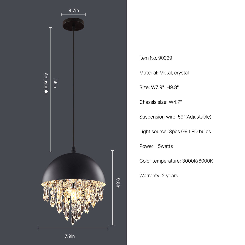 Black tassel crystal bar chandelier-size