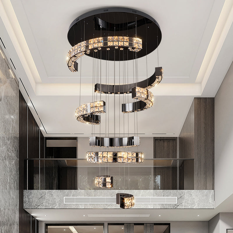 large crystal chandelier Obsidian Staircase yoogee