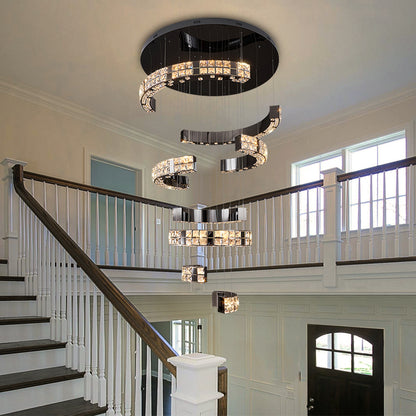 large crystal chandelier Obsidian Staircase yoogee