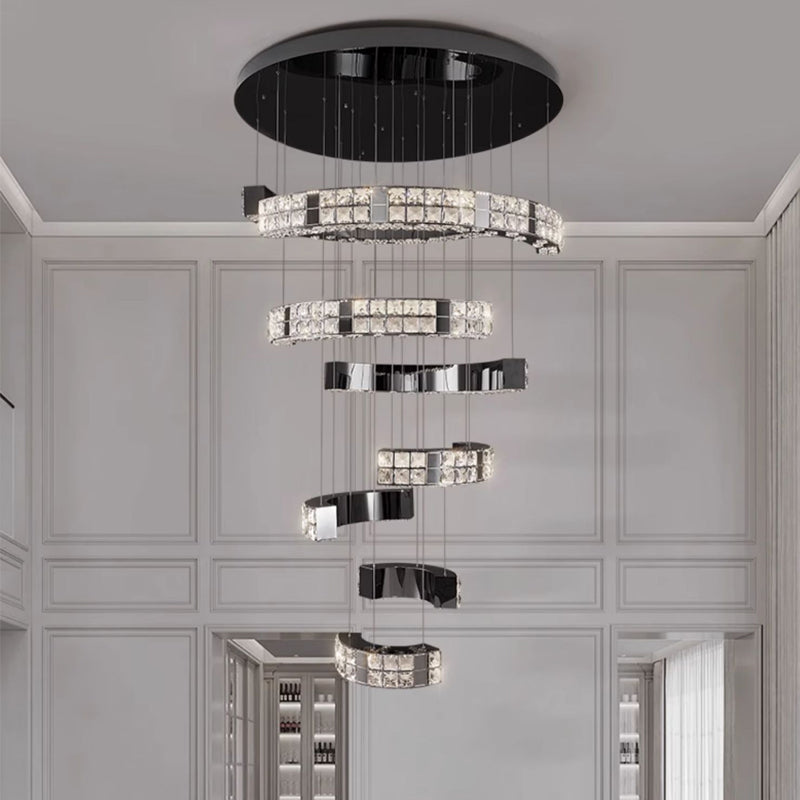 large crystal chandelier Obsidian Staircase yoogee