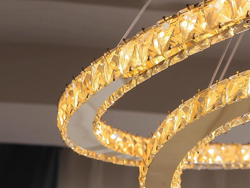 rings crystal ceiling chandelier Prosperous detail