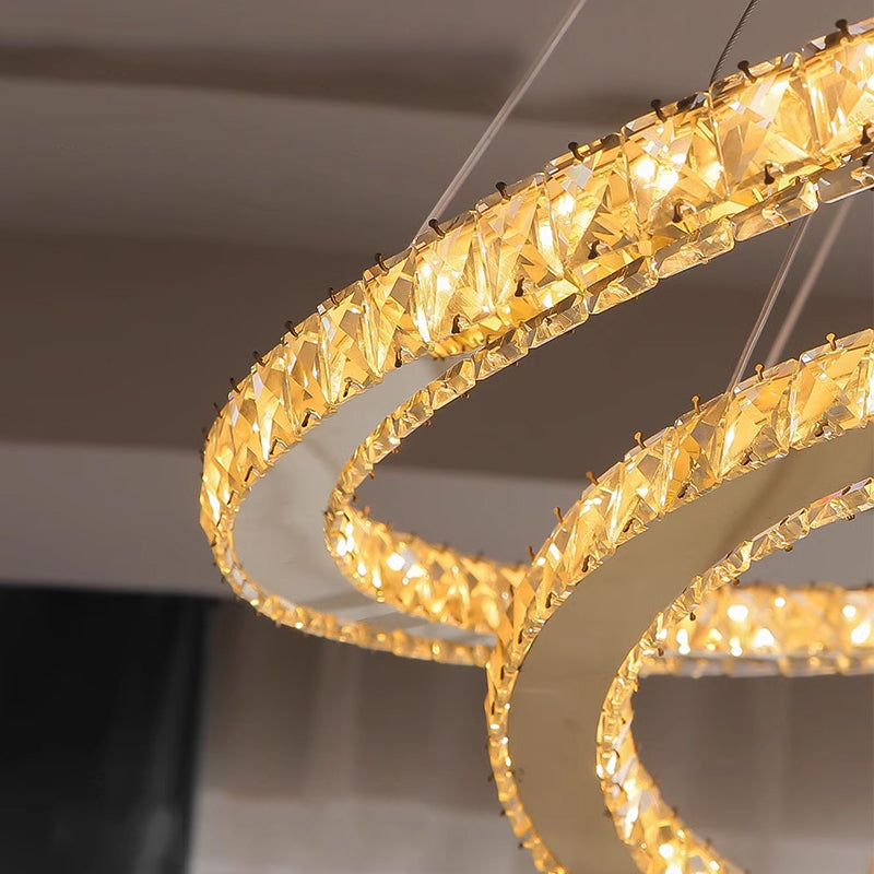 rings crystal ceiling chandelier Prosperous detail