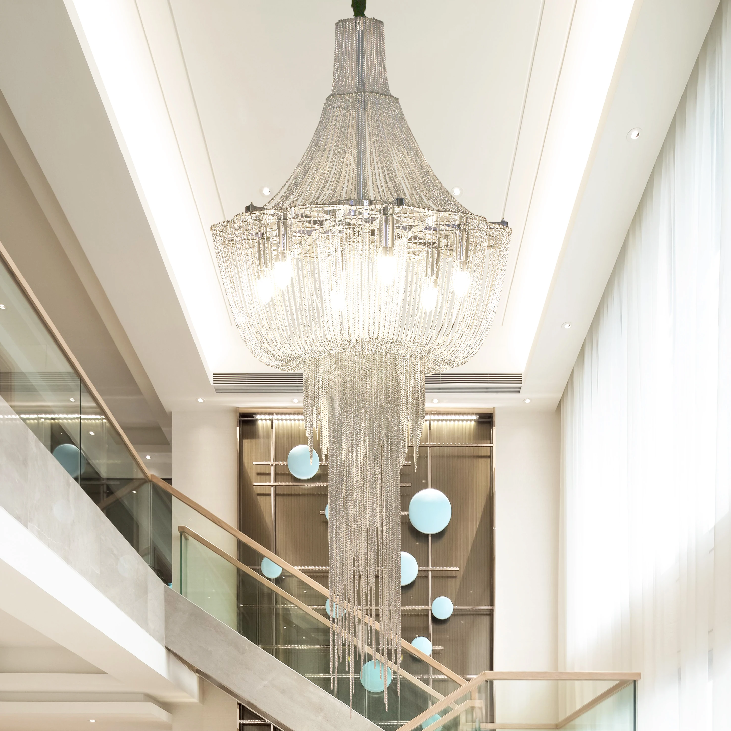 Tassel aluminum wire duplex lobby chandelier Radiance