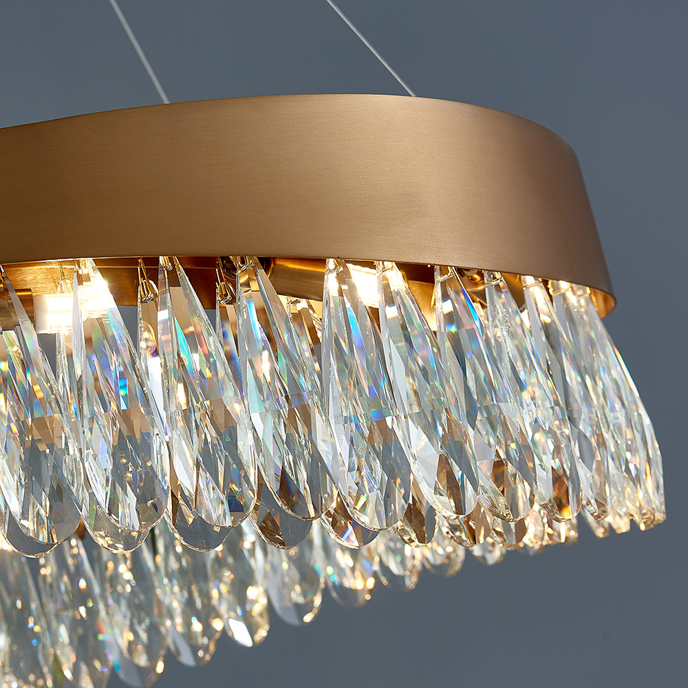 Modern simple round crystal living room chandelier Radiant-Round-detail