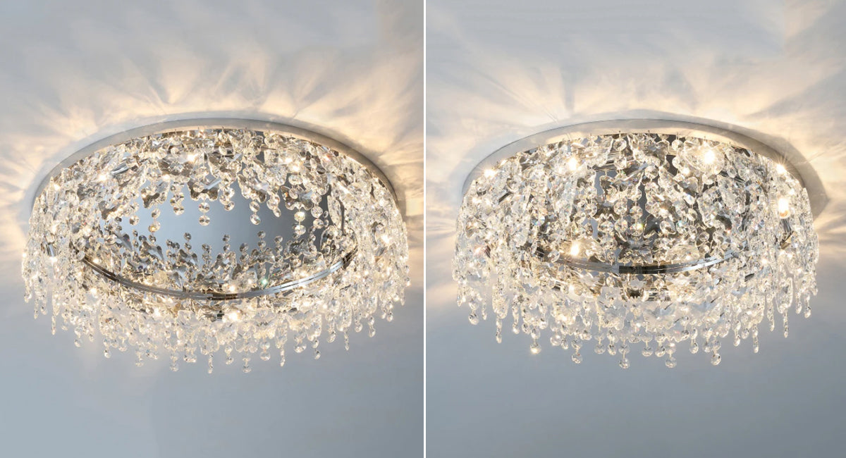 Modern Round Cascading Crystal Bedroom Ceiling Light Rain Ceiling yoogee