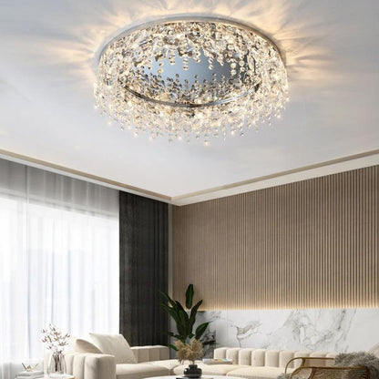 Modern Round Cascading Crystal Bedroom Ceiling Light Rain Ceiling yoogee