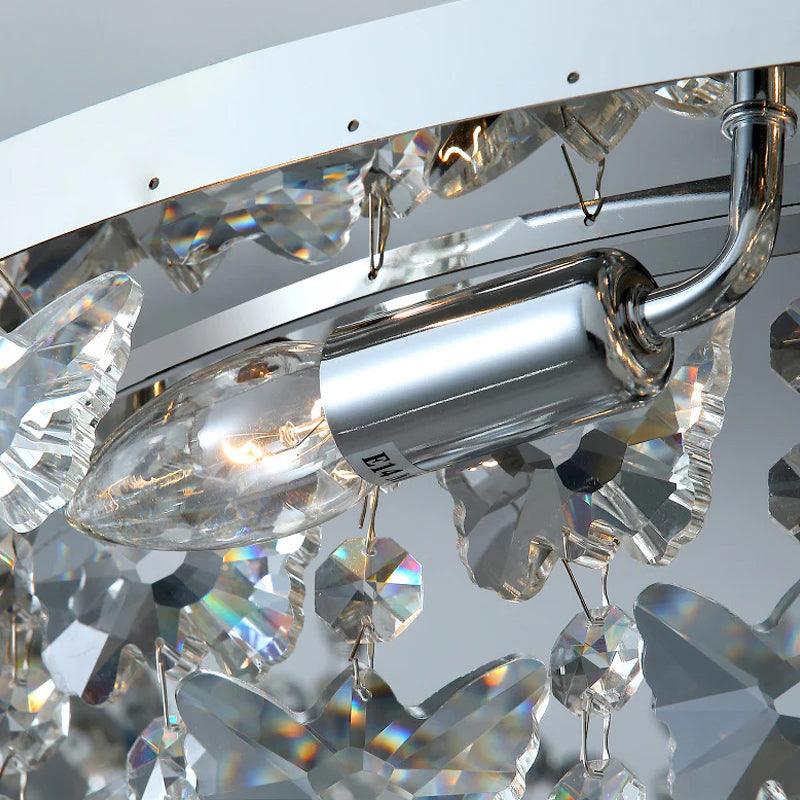 Modern Round Cascading Crystal Bedroom Ceiling Light Rain Ceiling yoogee-detail