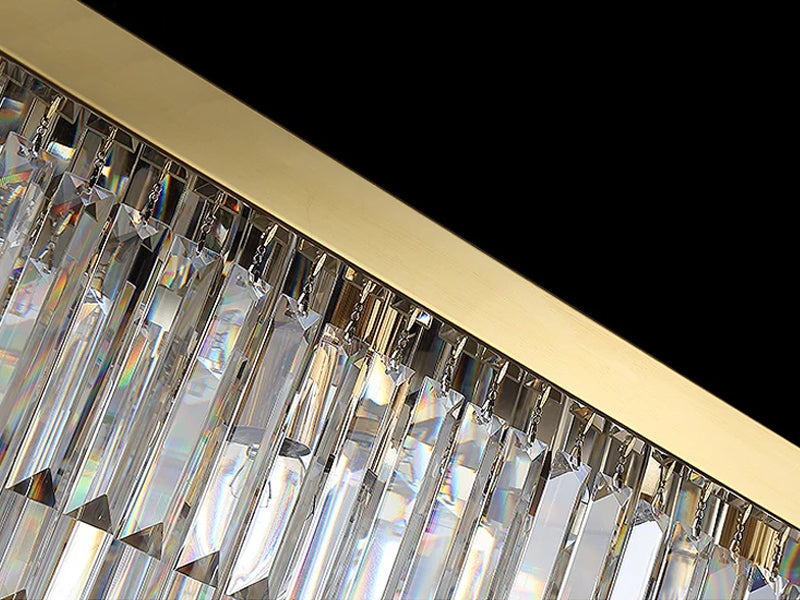 Golden three-layer square crystal ceiling lamp Sheen Ceiling detail