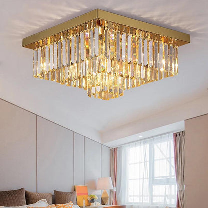 Golden square ceiling crystal chandelier Sheen Ceiling