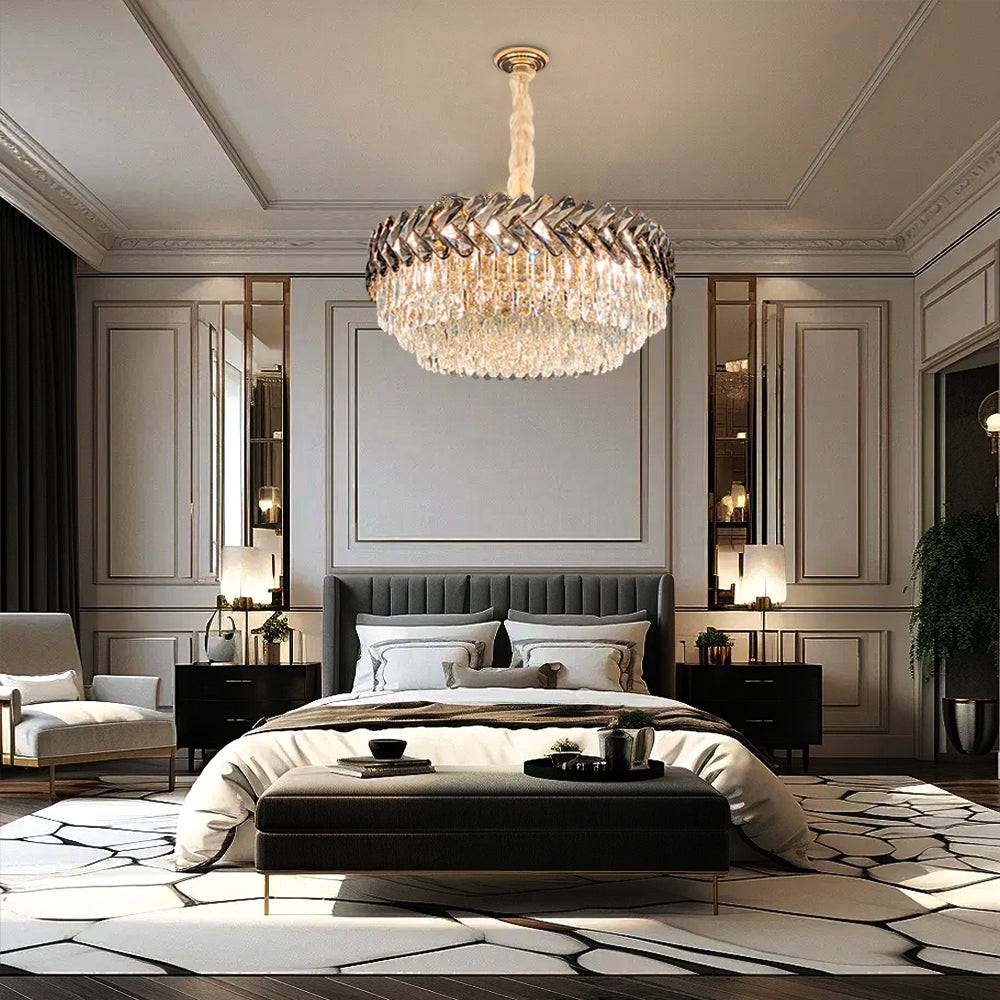 Solis Chandelier - Modern Gold Bedroom Crystal Lighting Fixture