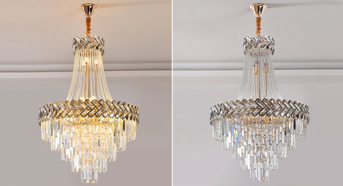 Solis Loft Chandelier - Modern Gold Smoky Gray Crystal Lighting