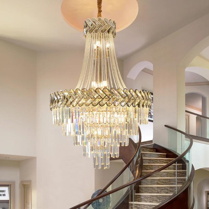 Solis Loft Chandelier - Modern Gold Smoky Gray Crystal Lighting