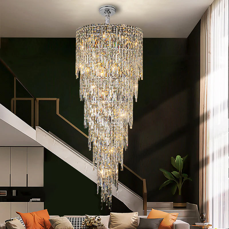 large crystal chandelier luxury lobby light