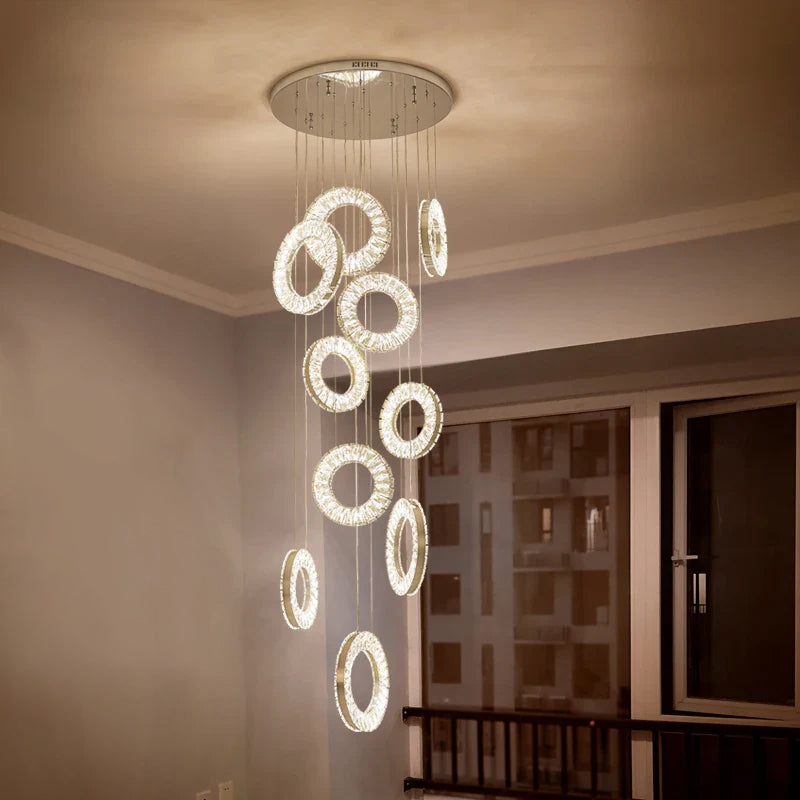 rings crystal chandelier Spectacle Staircase