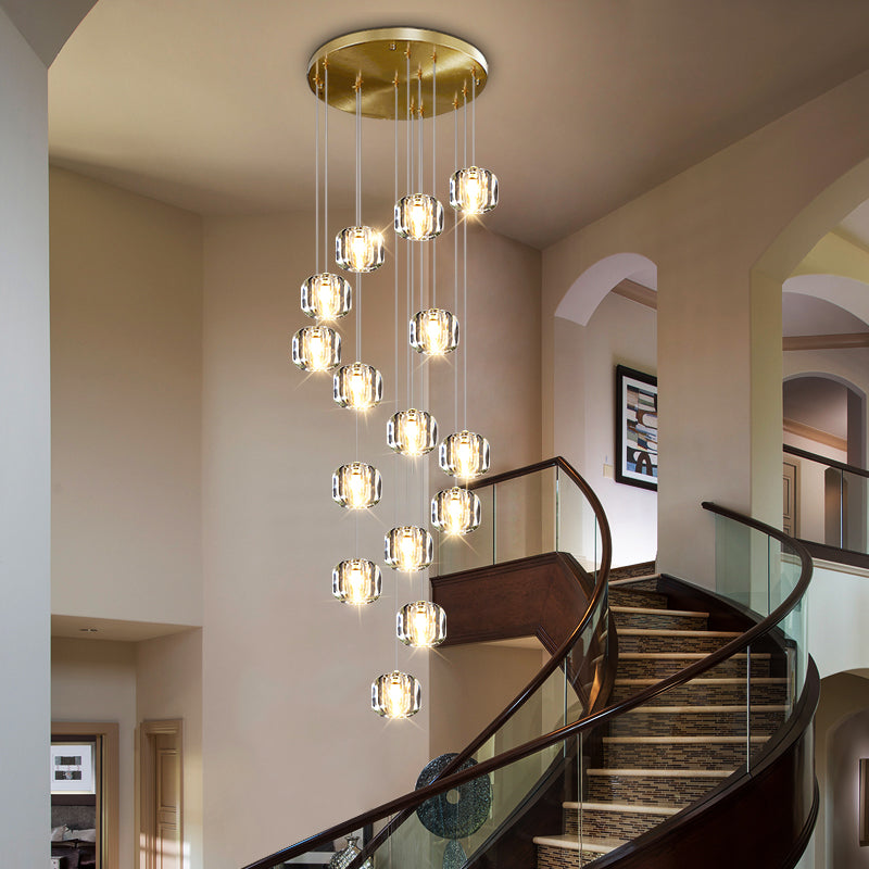 Crystal ball staircase chandelier Starlight Real shot