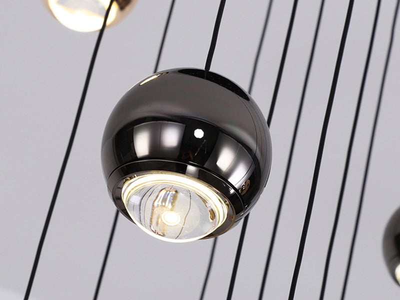 Multi-head spherical fishing line chandelier Starry Sky detail