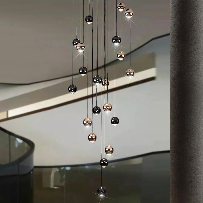 Multi-head spherical fishing line chandelier Starry Sky detail