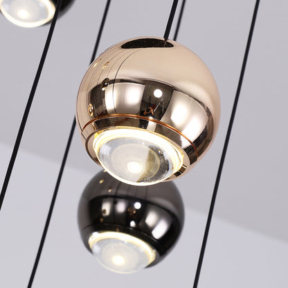 Multi-head spherical fishing line chandelier Starry Sky detail