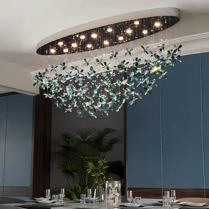 Flower Shaped Crystal Oval Chandelier Stellar