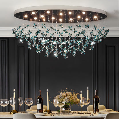 Flower Shaped Crystal Oval Chandelier Stellar