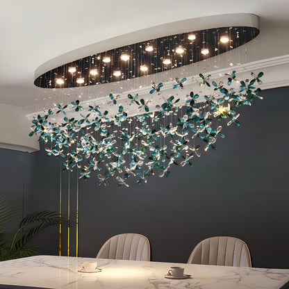 Flower Shaped Crystal Oval Chandelier Stellar