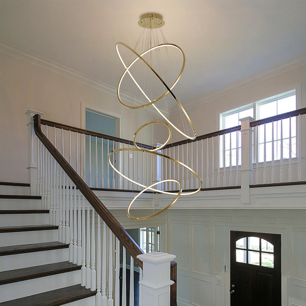 rings staircase chandelier