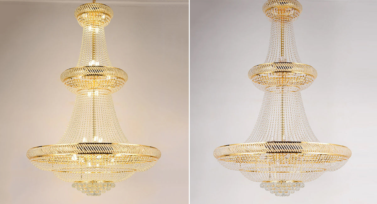 Golden crystal staircase chandelier