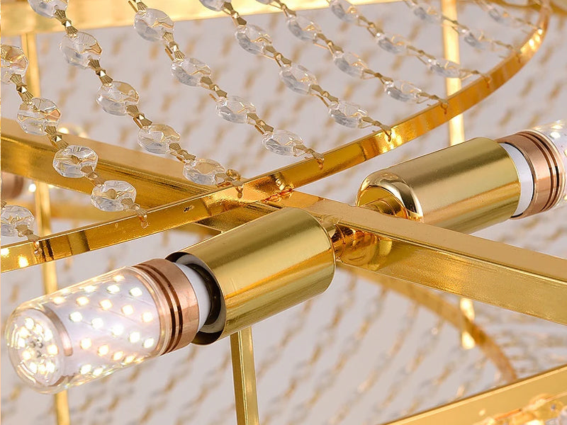 Golden crystal dining room lamp