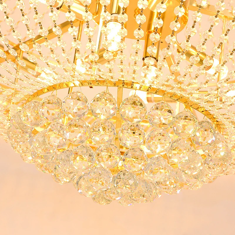 Golden crystal staircase chandelier