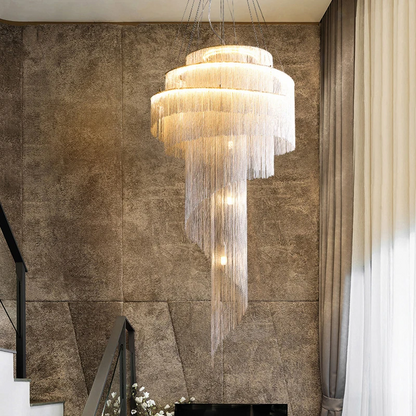 Creative tassel stair chandelier Waterfall Staircase detail