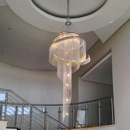 Creative tassel stair chandelier Waterfall Staircase Real shot detail