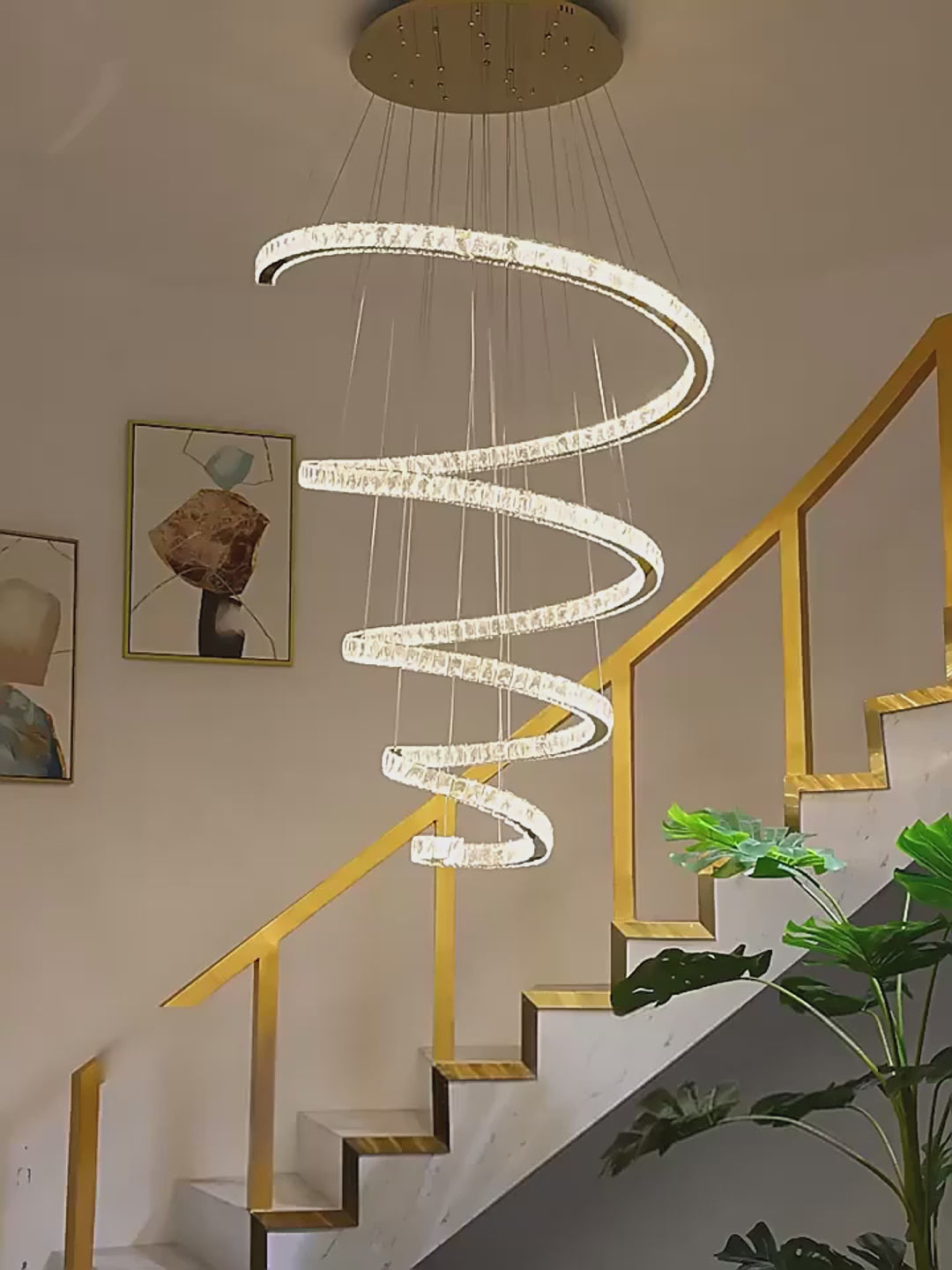 Helix crystal chandelier for staircase