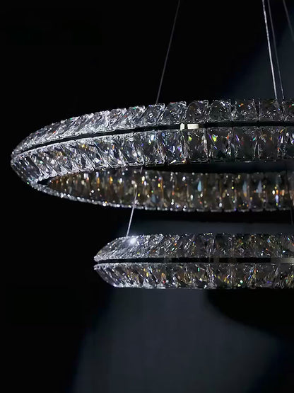 Oval crystal dining room chandelier Symphony Pendant video