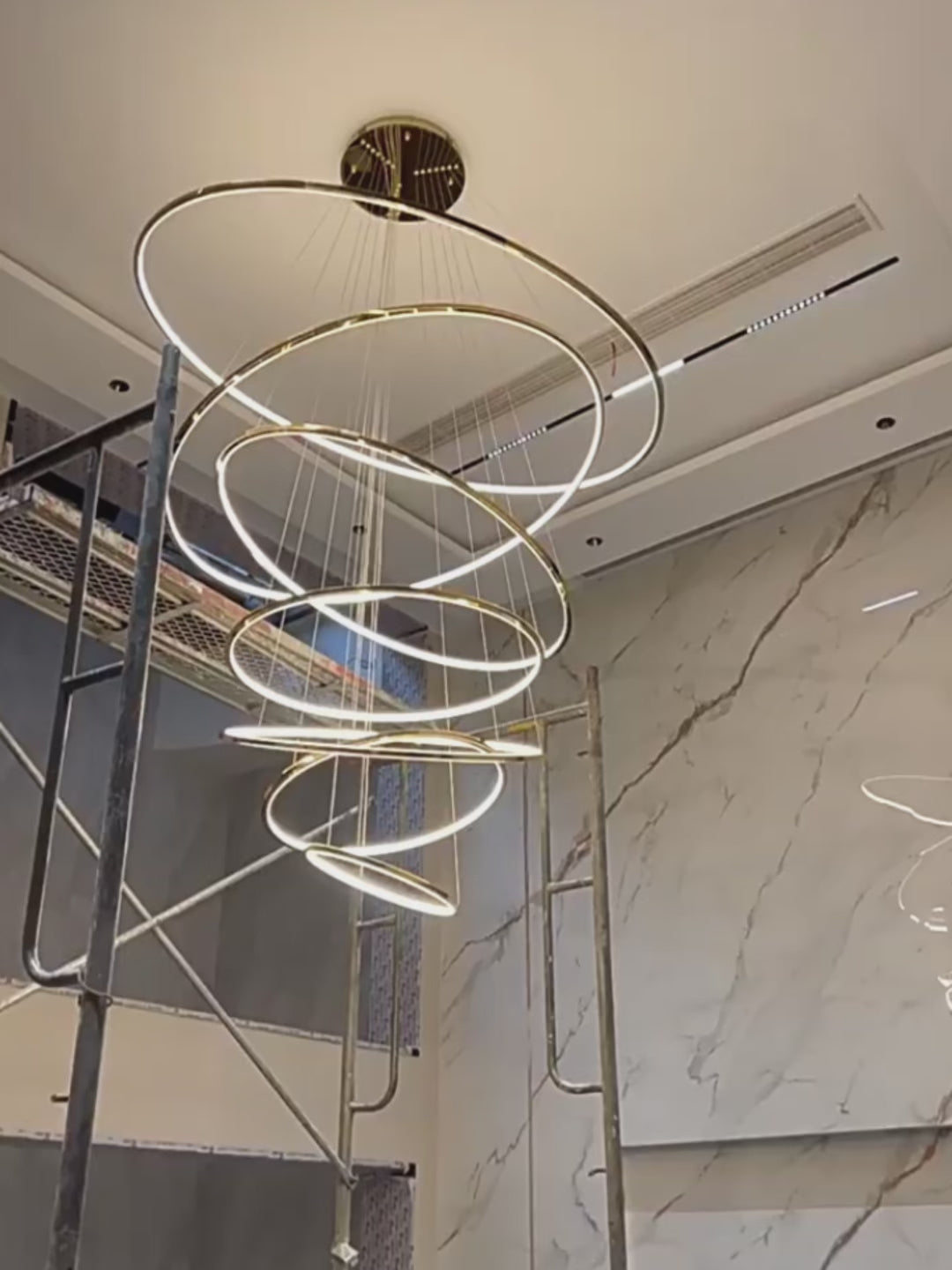 rings staircase chandelier video