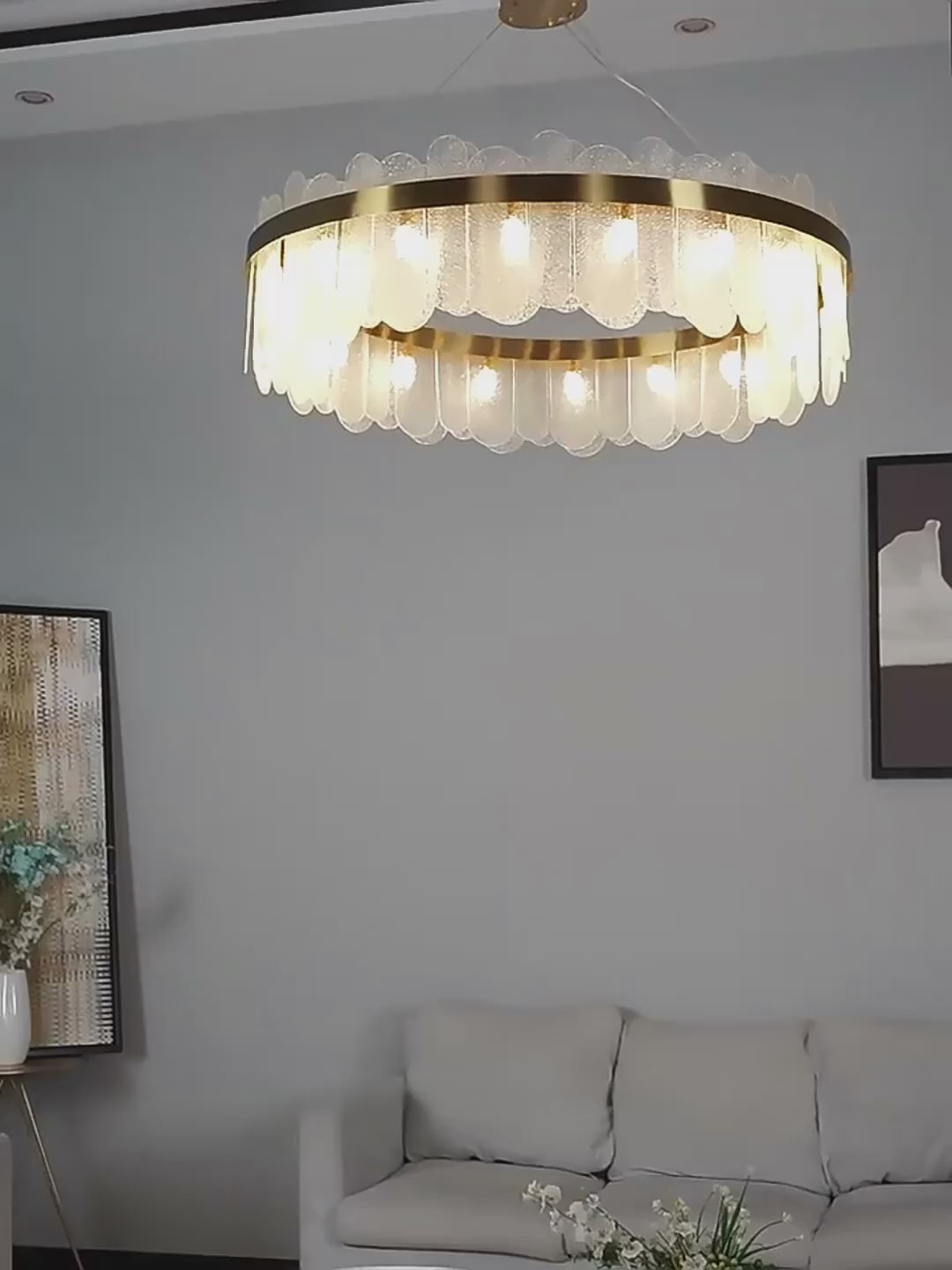 Glass Round Living Room Chandelier yoogee-video